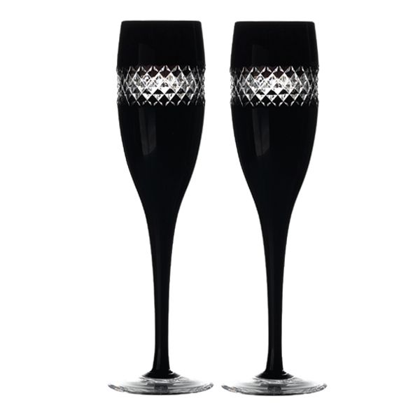 Waterford John Rocha - Black Cut Champagne glas - set van 2