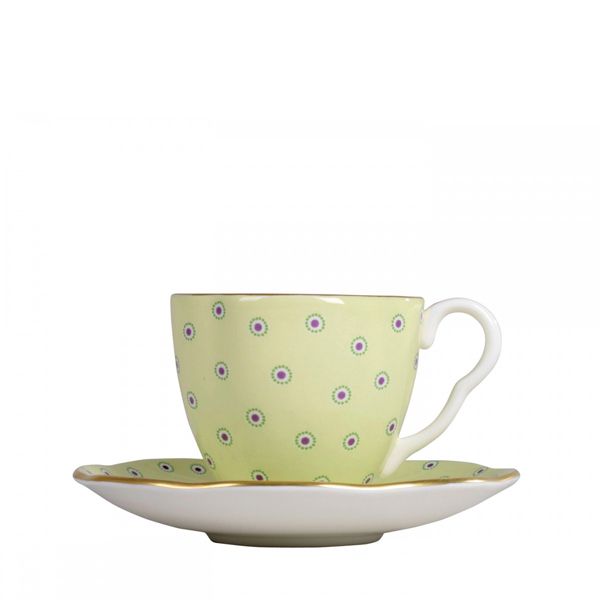 Wedgwood Polka Dot Tea Story Espressokop en schotel - groen