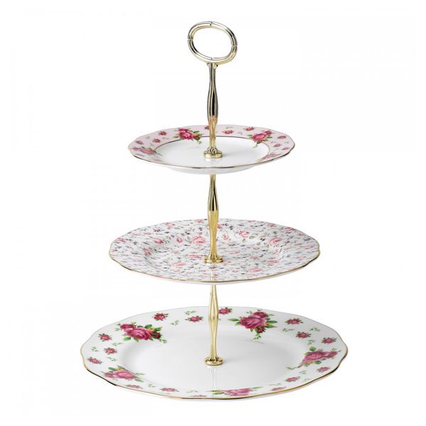 Royal Albert New Country Roses Etagere - white vintage