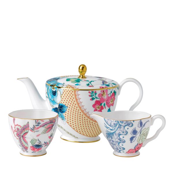 Wedgwood Butterfly Bloom Theepot, melkkannetje en suikerpot
