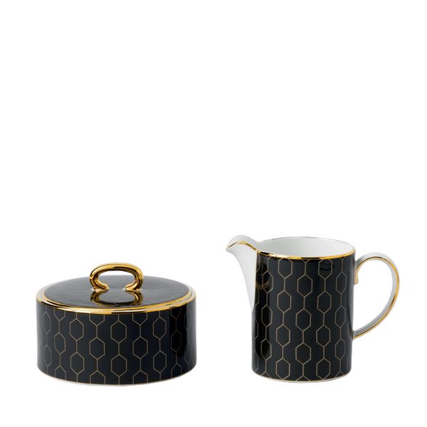 Wedgwood Arris Suiker en melk set - charcoal