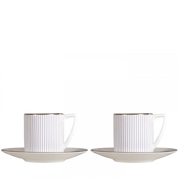 Wedgwood Jasper Conran Pin Stripe espressokop en schotel - 2 sets