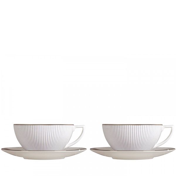 Wedgwood Jasper Conran Pin Stripe Theekop en schotel - 2 sets