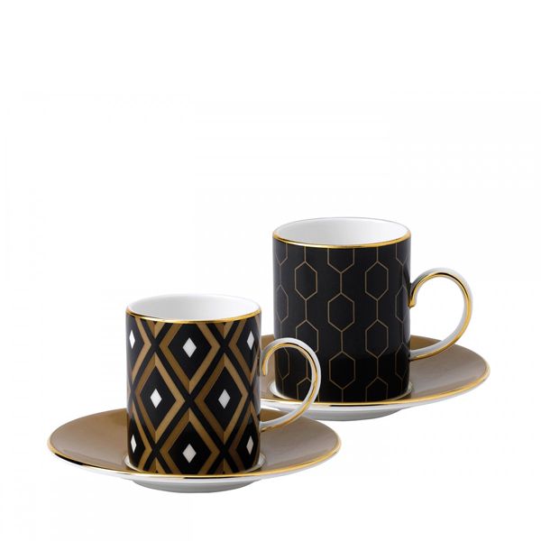 Wedgwood Arris Espressokop en schotel - set van 2 - Geometric en Honeycombe