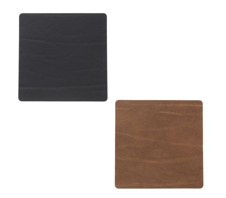 LIND DNA Onderzetter Leer Buffalo Zwart Nature 10 x 10 cm