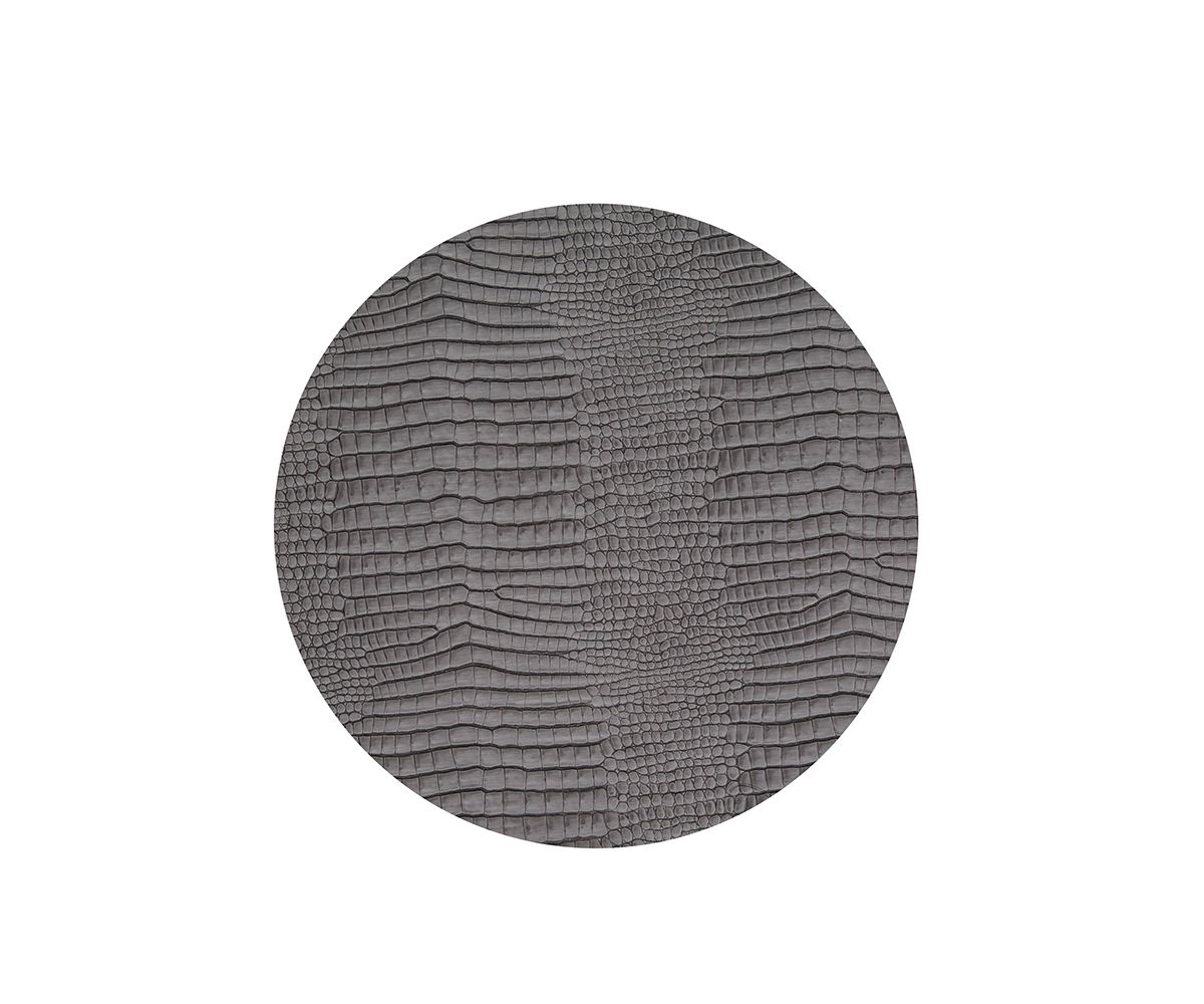LIND DNA Onderzetter Leer Croco Zilver Zwart Ø 10 cm