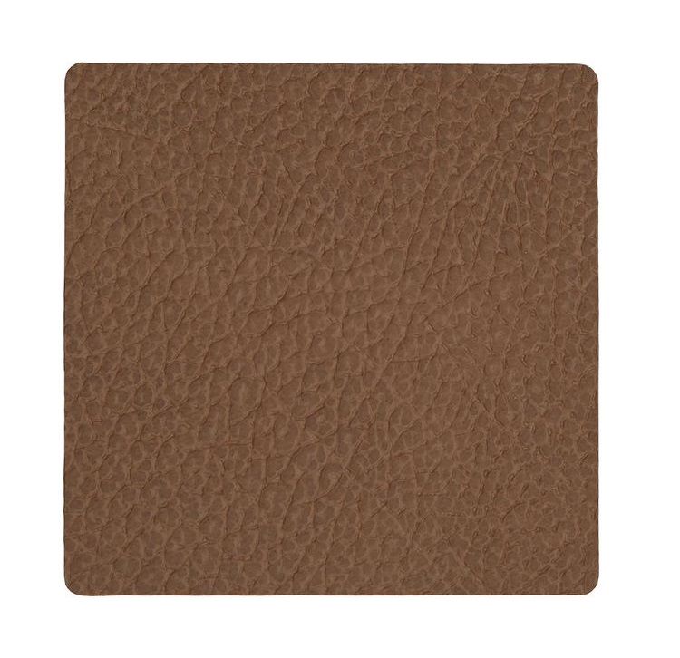 LIND DNA Onderzetter Leer Hippo Bruin 10 x 10 cm