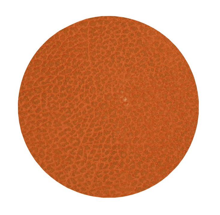 LIND DNA Onderzetter Leer Hippo Oranje Ø 10 cm