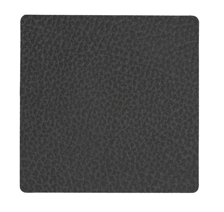 LIND DNA Onderzetter Leer Hippo Zwart Antraciet 10 x 10 cm