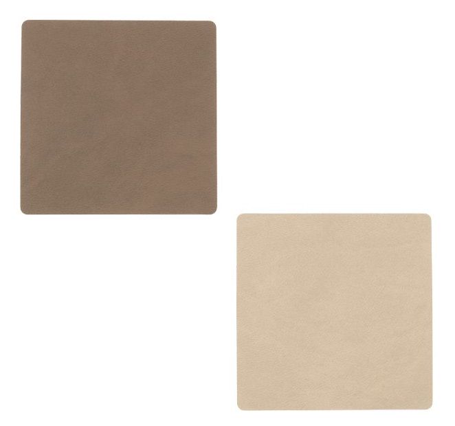 LIND DNA Onderzetter Leer Nupo Bruin Zand 10 x 10 cm