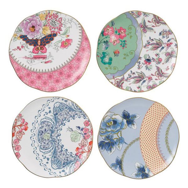 Wedgwood Butterfly Bloom Gebaksbordje - set van 4