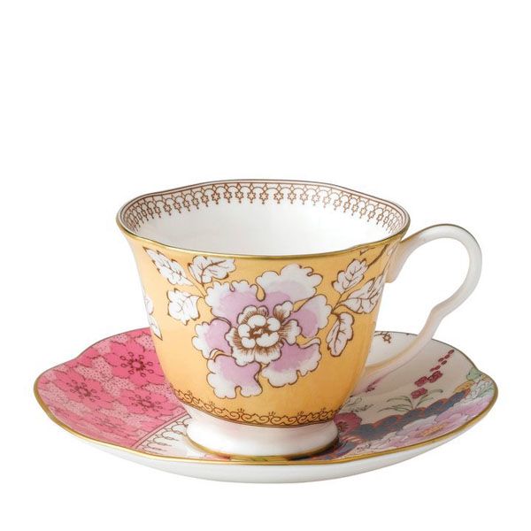 Wedgwood Butterfly Bloom Theekop en schotel - geel