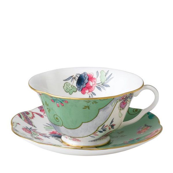 Wedgwood Butterfly Bloom Theekop en schotel - groen