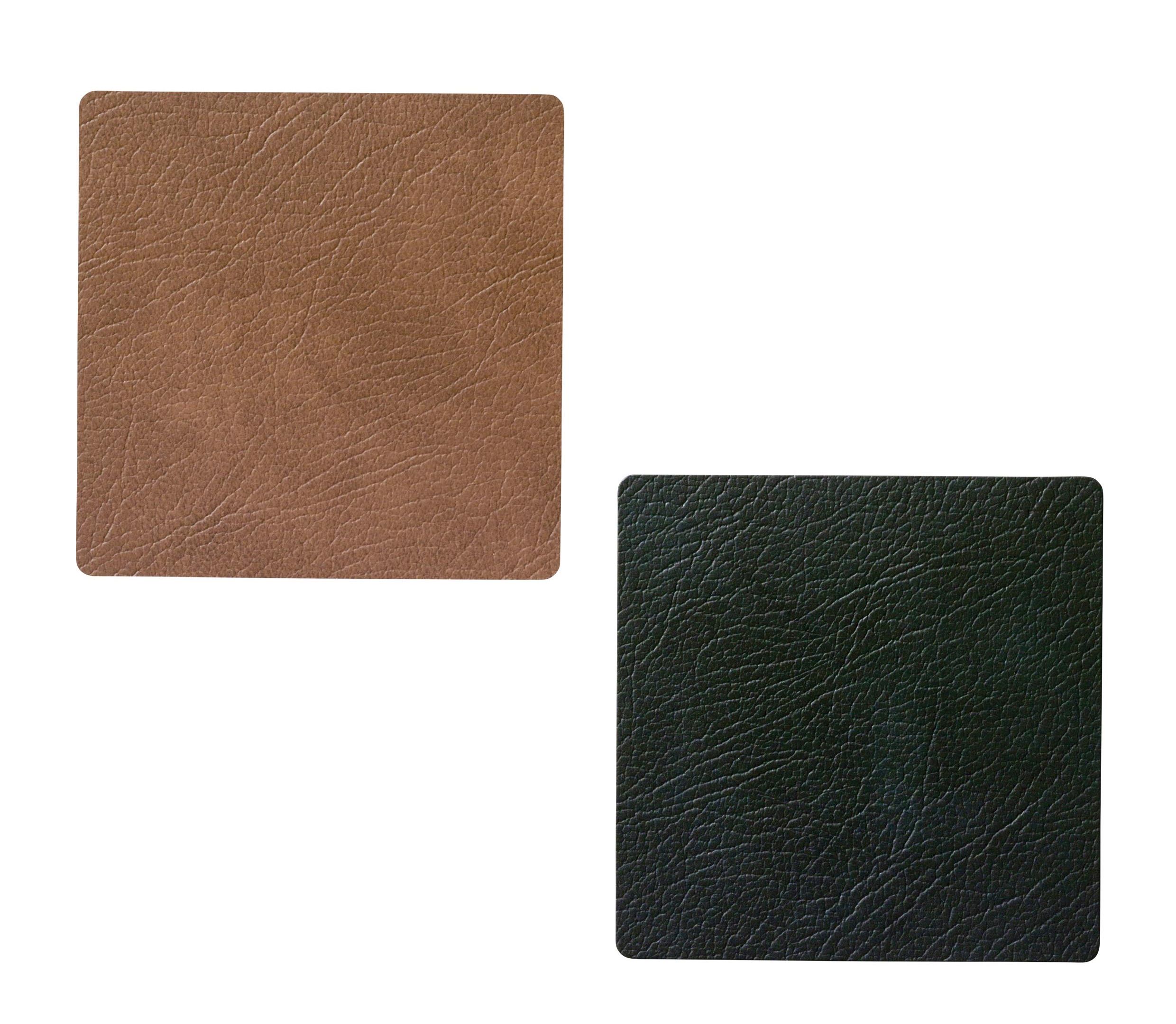 LIND DNA Onderzetter Leer Bull Zwart Bruin 10 x 10 cm