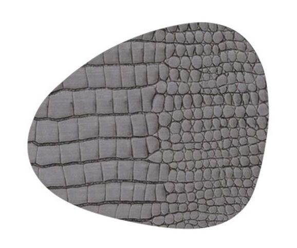 LIND DNA Onderzetter Leer Croco Zilver Zwart 11 x 13 cm