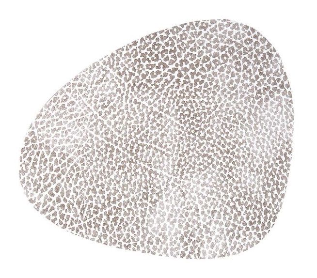 LIND DNA Onderzetter Leer Hippo Wit Grijs 11 x 13 cm