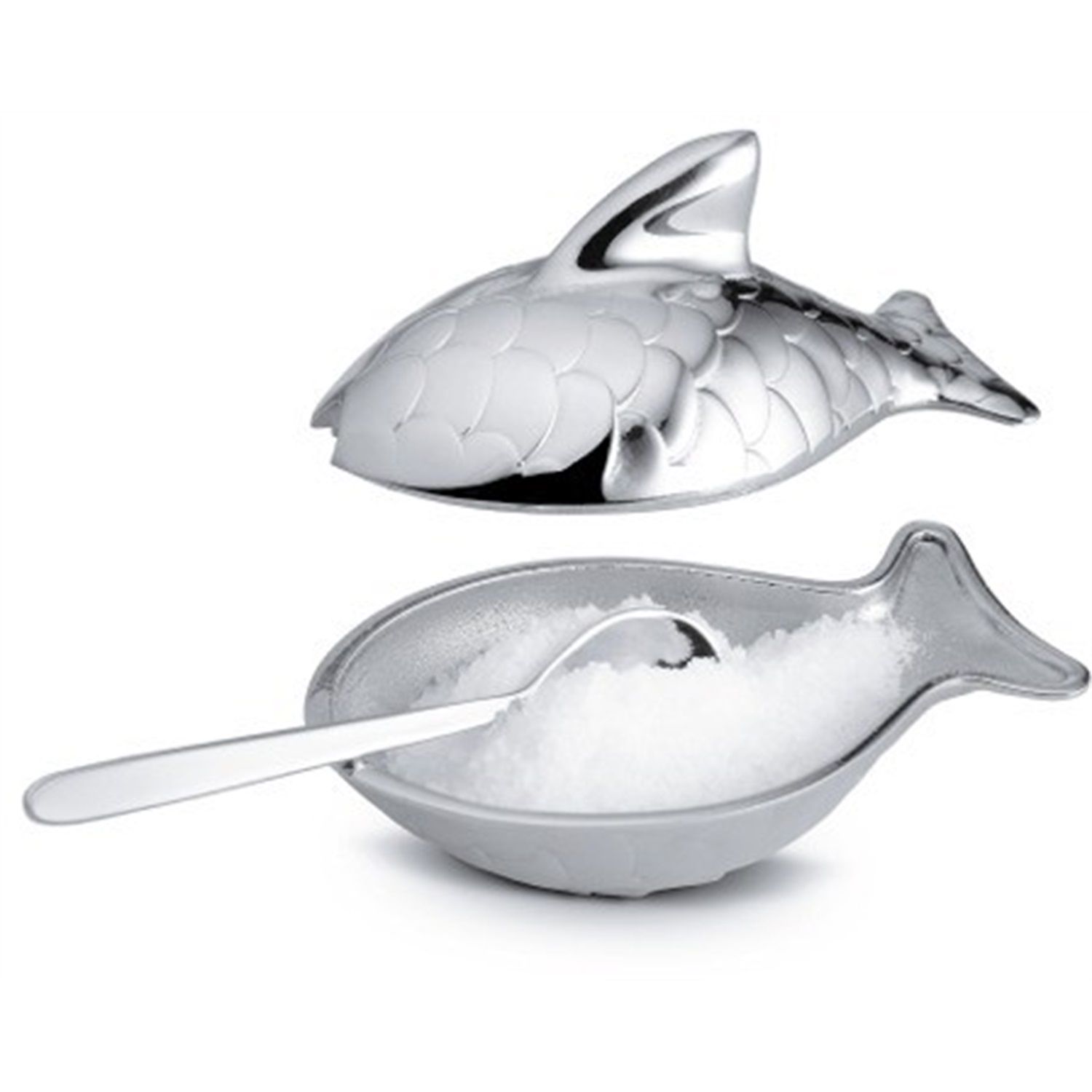 Alessi Colombina Fish Zoutschaal Met Lepel