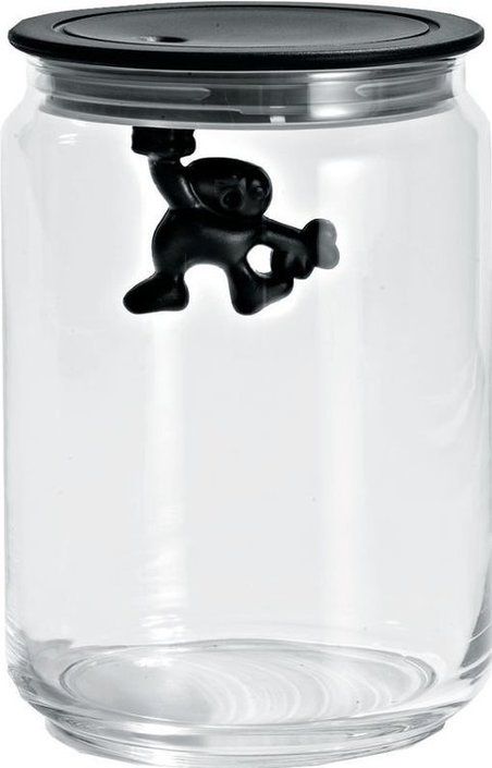 Alessi Voorraadpot Gianni A Little Man Holding On Tight AMDR05 Door Mattia Di Rosa - Zwart